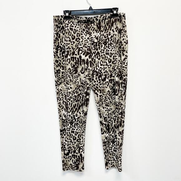 Chico's Womens 2 Brown Cheetah Print High Rise Pull On Stretch Cropped Leggings - Picture 4 of 4